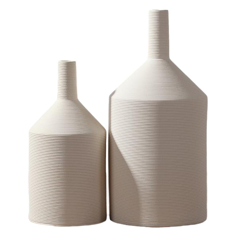 Moderno estilo minimalista blanco pigmento quema raya florero de cerámica decoración nuevo estilo chino artesanía decorativa al por mayor