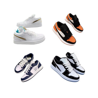 Popular Original Aj1 Patent Leather Panda Low-Top Unisex Couple's Versatile Trendy Ins Casual Basketball Shoes Sneakers Aj1