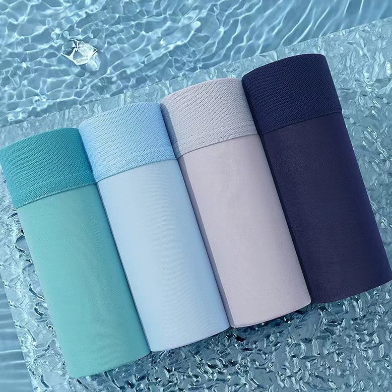 Однотонные мужские трусы-боксеры из ледяного шелка, дышащее нижнее белье больших размеров для мальчиков, шорты-боксеры, поставка с фабрики, оптовая продажа, дропшиппинг