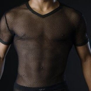Zhongshan Wholesale Men's Transparent Mesh Short Sleeve Fashion Trendy Men's Performance Underwear Explosions Foreign Trade