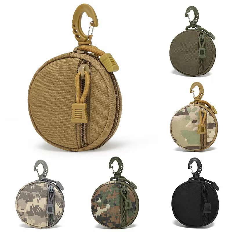 Molle Accessory Bag 10X10 Round Small Hanging Bag Strong and Wear-Resistant Small Items Cosmetics Bag Tactical Equipment Accessory Bag