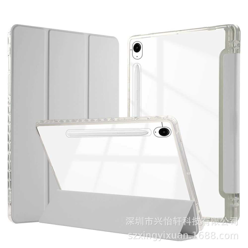 Protective Case (Samsung) Galaxy Tab S10 FE+ 13.1, transparent acrylic tri-fold stand with pen slot