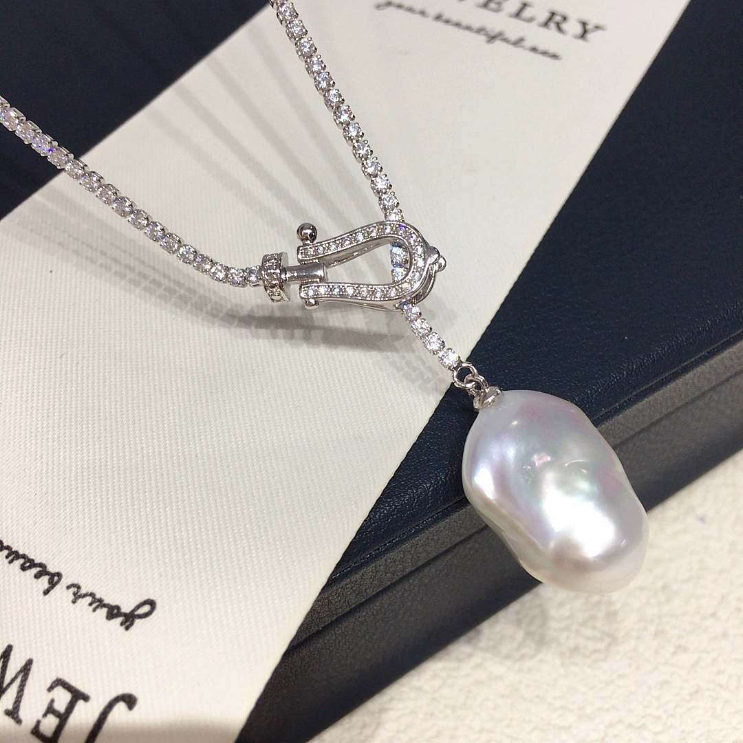 Подвеска Seiko-style Aurora с разноцветными барочными жемчужинами пресноводных жемчужин, регулируемая застежка в форме подковы, длинная жемчужная цепочка для свитера.