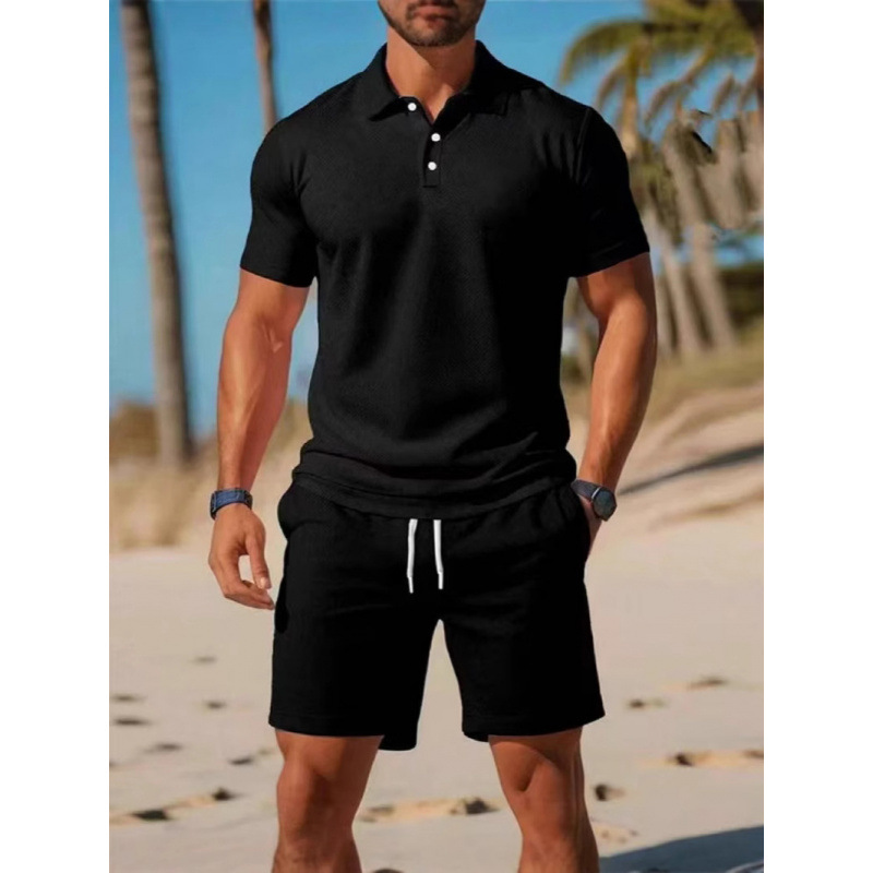 Erkak yoziy POLO ko'ylagi va shorts to'plami