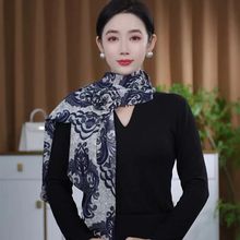 2025春款新品韩版牛奶丝花朵长巾丝巾高级感女气质时尚多功能围巾