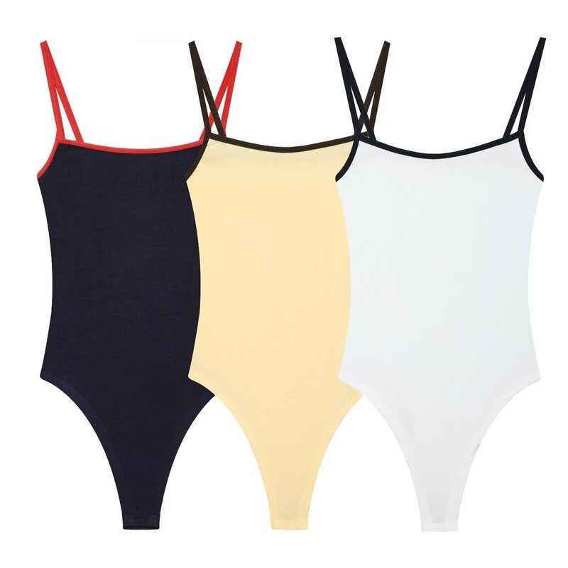 Pb&Za New Women's Clothing European and American Style Slim Fit Round Neck Spaghetti Straps Contrasting Color Trim Decorative Jumpsuit 4424334 Pb&Za New Women's Clothing European and American Style Slim Fit Round Neck Spaghetti Straps Contrasting Color Trim Decorative Jumpsuit 4424334