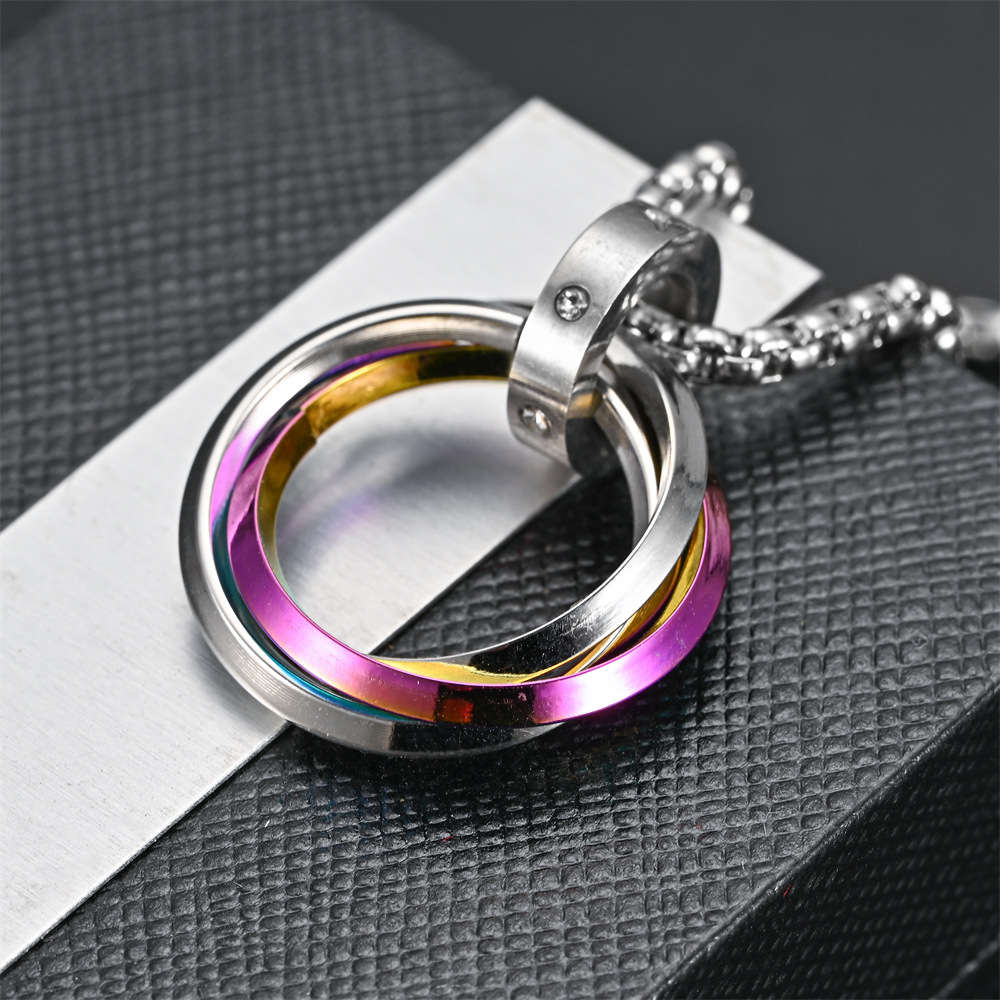 Unisex Gender Retro Solid Color Stainless Steel Pendant Necklace 1 Piece