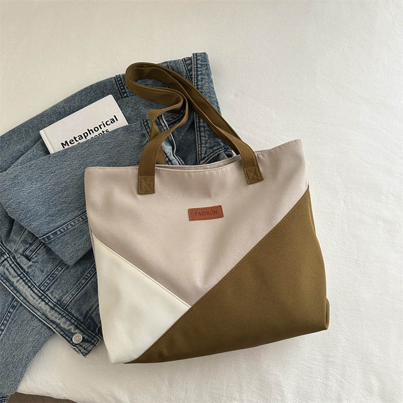 Bolso de gran capacidad para mujeres 2024 nuevo verano viaje empalme bolso de hombro bolso de lona para estudiantes universitarios