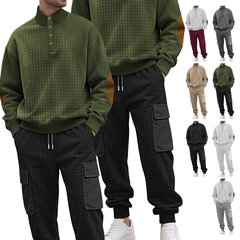 26 transfronterizos Europa y América Amazon punto casuales pequeños pantalones cuadrados abrazaderos suéter juego de negocios deportivos dos piezas