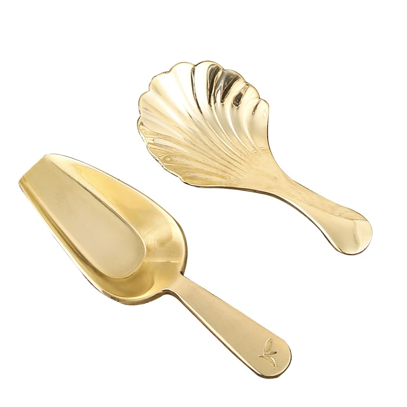 Japanese copper small brass spoon, tea set with accessories, handmade