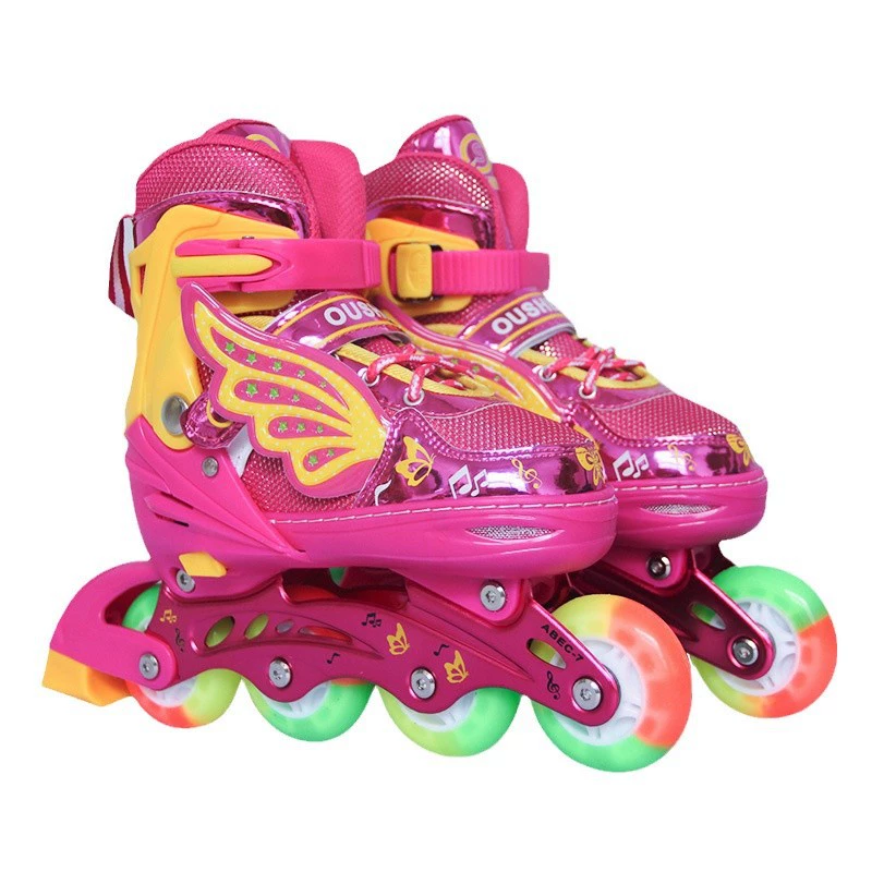 Детские коньки 欧神 для начинающих для мужчин и женщин, регулируемый набор, полный комплект, 3-5-7-8-10 лет