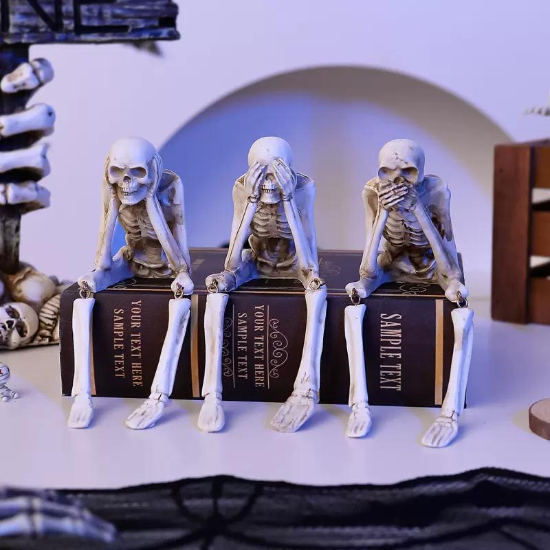 跨境新款万圣节挂腿骷髅装饰用品 万圣树脂摆件 鬼节场景布置道具