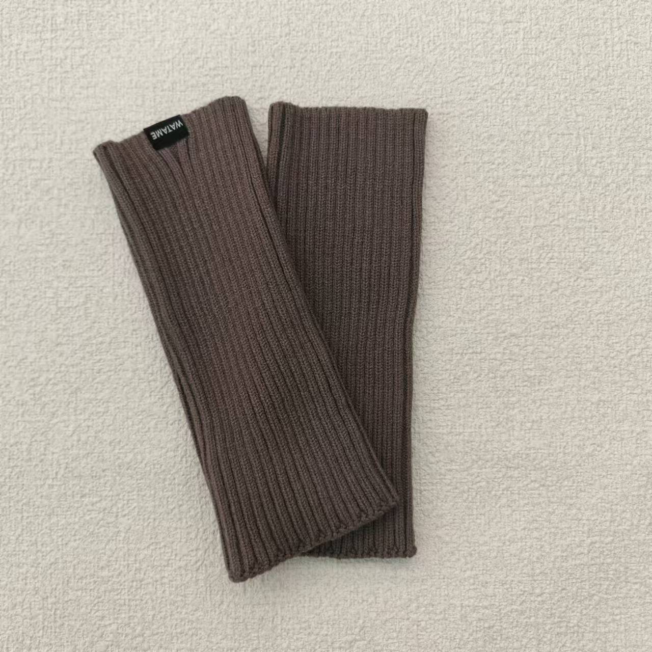 Mangas montadas al sol de imitación, medias mangas de lana de punto cálido, guantes de brazo de protección contra el frío de pantalla sin dedos elásticos de otoño e invierno para mujer