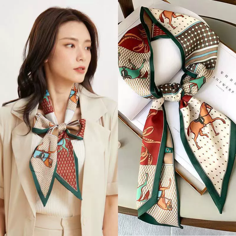 2025 новых длинных шелковых шарфа в корейском стиле, элегантные шарфы с принтом, летняя мода, декоративные диагональные шарфы, оптовая продажа с фабрики