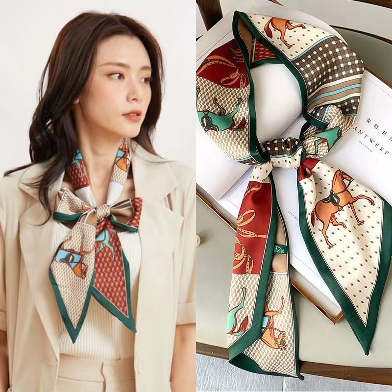 2026 New Style Long Silk Scarf Korean Style Printed Elegant Scarf Summer Fashion Decorative Diagonal Scarf Factory Wholesale 2026 New Style Long Silk Scarf Korean Style Printed Elegant Scarf Summer Fashion Decorative Diagonal Scarf Factory Wholesale
