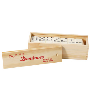 Cross-Border Melamine Double 6 Domino 28-Piece Educational Jenga Toy Push-Pull Wooden Box Mexican Train
