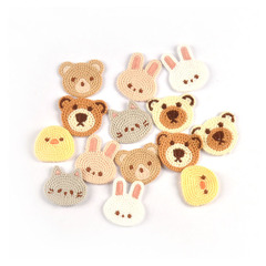 かわいい刺繍熊頭ウサギdiy毛糸帽子編み布貼りタオル頭飾り布シート貼り