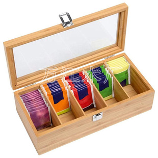 Bamboo storage box Tea Box Coffee box with lock flip lid small bag tea gift box