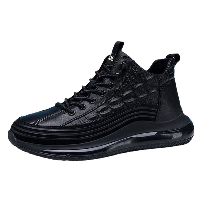 New Casual Shoes for Men 2026, Same Style as Single-Cotton Models, Spring Thickened Warm Leather Shoes, Fashionable Korean-Style Leather Surface Fleece-Lined Sneakers