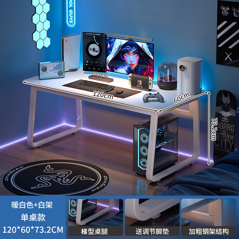 Tablero de agujero Escritorio de computadora Escritorio de mesa de deportes electrónicos de color nogal Dormitorio Escritorio para el hogar Estantería Escritorio integrado Escritorio