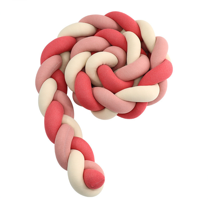 Protector de Barandilla de Cama con Trenza de Tres Hebras, Decoración de Barandilla de Cama para Bebés y Niños, Almohada Anudada de Estilo Europeo Tejida a Mano Estilo Ins.