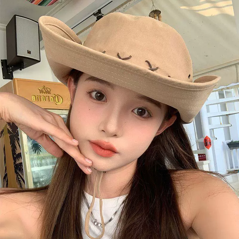 Travel denim sun hat outside climbing