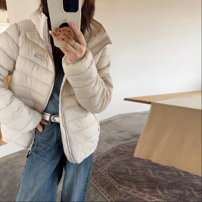 2025新款轻薄排骨羽绒棉服女式连帽衔缝棉衣冬季时尚保暖棉袄外套|undefined
