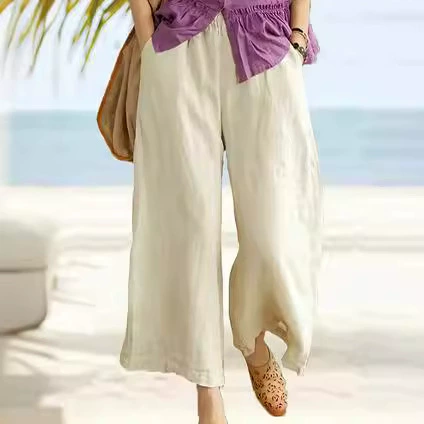 2023 повседневные свободные карманные однотонные широкие брюки