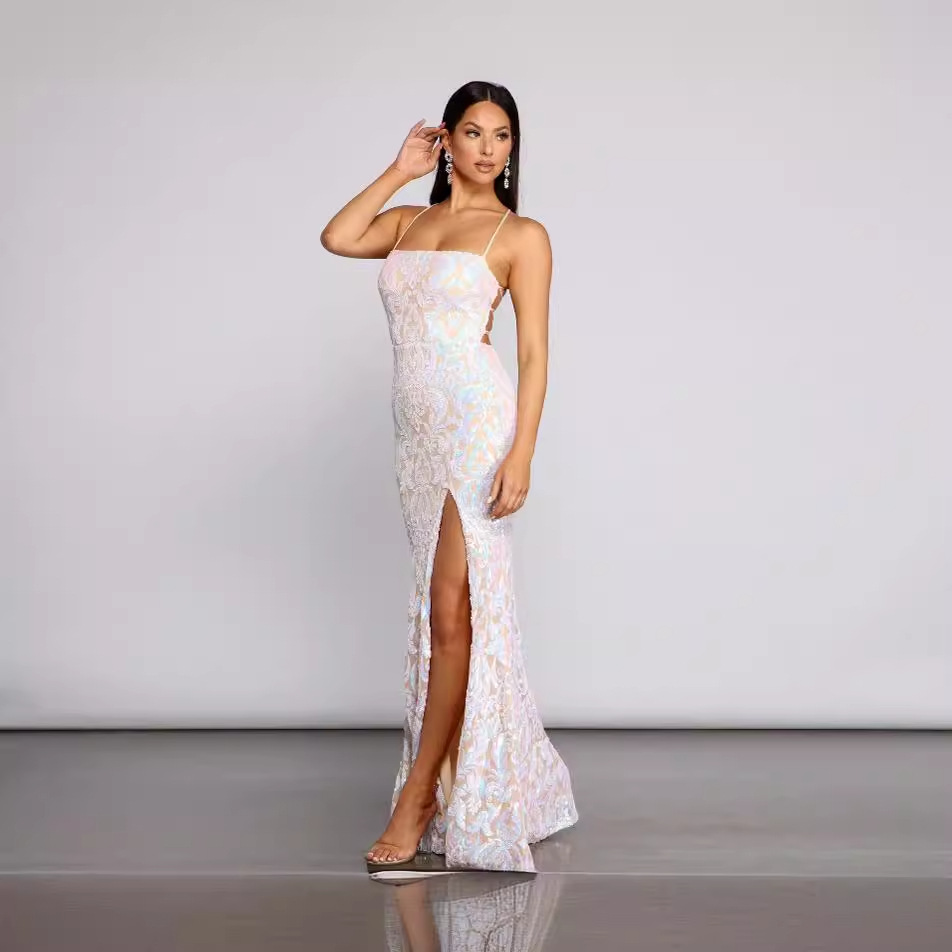 Ventas transfronterizas calientes nuevas mujeres europeas y estadounidenses fiesta esquinilla sexy vestido vestido de hombro solo (3 colores)