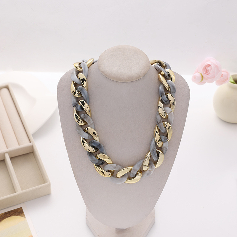 Punk Hollow Pattern Necklace With Metal Chain For Women_voghion.com