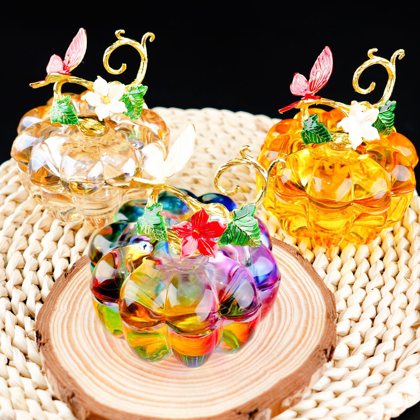 Taza de cristal de manicura gradiente de alta calidad calabaza granada caja de joyería joyería de cristal almacenamiento al por mayor