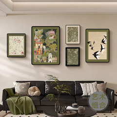 中古風客間装飾画レトロフランス風ソファー背景壁壁画芸術セット高級感結晶磁器掛け画