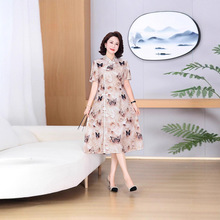 2025新款妈妈夏装时尚洋气连衣裙中国风中老年女新中式长裙子衣服