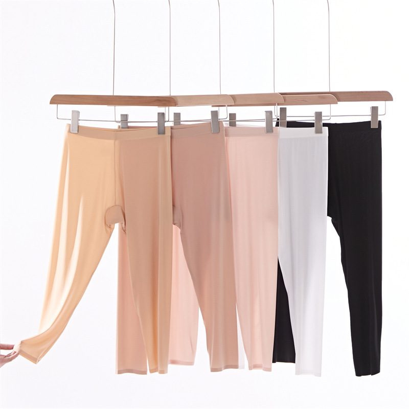 Liquid Foundation Deep Skin Color Cropped Leggings Ultra-Thin Invisible High-Elastic Leggings Women's Solid Color Tight Pants Hanfu Matching