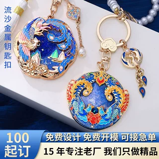 金属烤漆钥匙扣定制卡通国风仿珐琅合金钥匙扣挂件文创金属钥匙扣