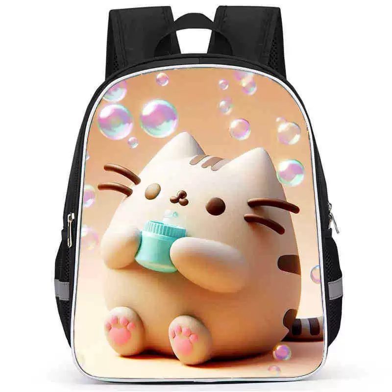 Рюкзак учебный Pusheen Fat Jimao с принтом периферийного типа, через стекло, зарубежная торговля, школьный рюкзак