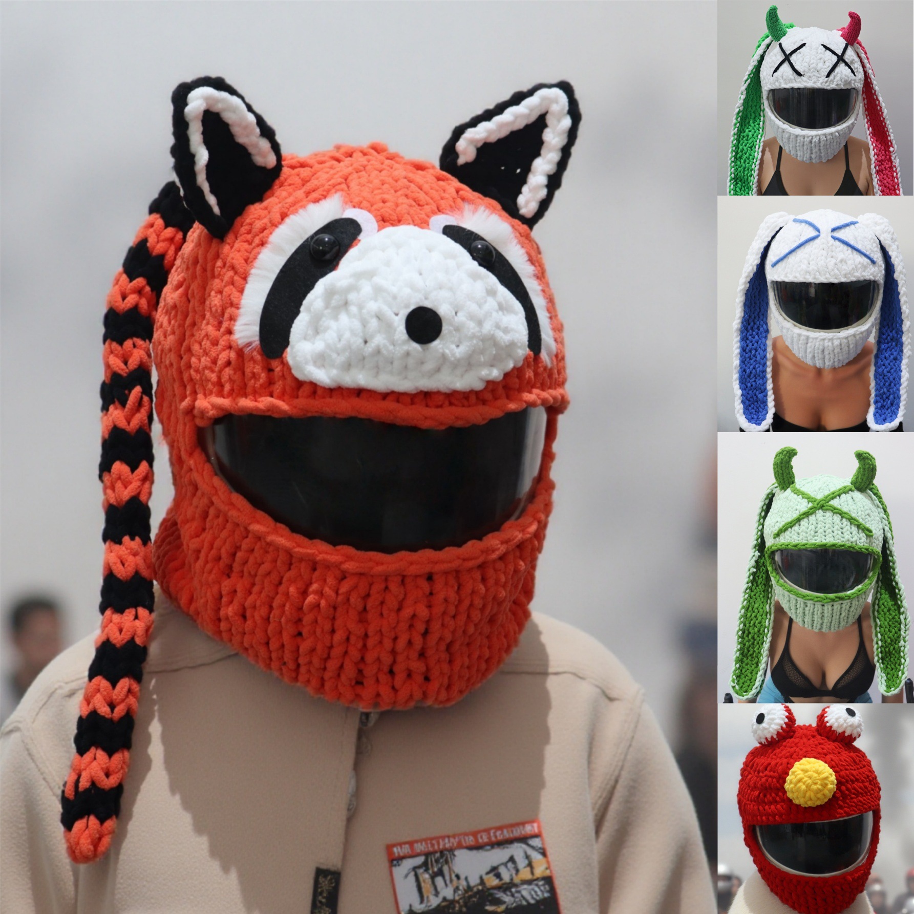 Cute Ski Helmet Cover, Cycling Hood, Thick Velvet Knitted Cartoon Helmet Cover, Trendy, Cool, Sweet and Personalized Full Helmet Cover