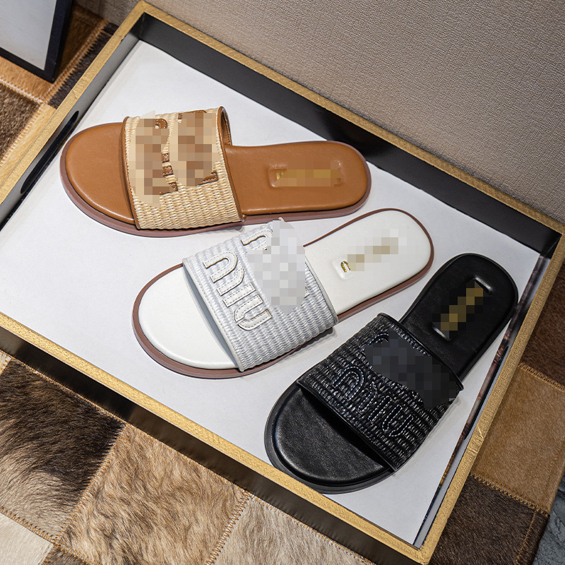 Ladies slippers跨境Miu家2025sandals 平底拖鞋女外穿women shoe