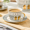 陶瓷咖啡杯套装欧式小奢华高颜值法式描金INS下午茶杯碟建筑杯碟