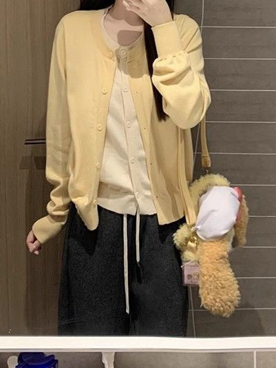 甜美风针织开衫外套女春季2025新款设计假两件温柔风软糯毛衣上衣|undefined