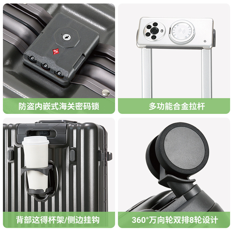 【Fábrica de Selección Estricta】Maleta con Marco de Aluminio, Gran Capacidad, Maleta con Ruedas Extra Grandes, Maleta de Viaje Resistente con Ruedas Universales para Estudiantes.