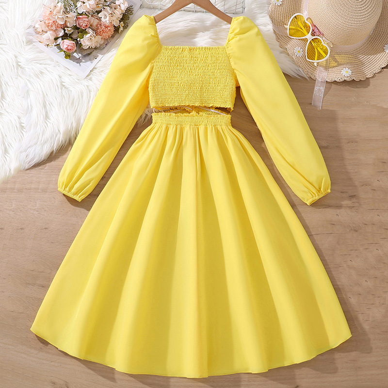 2024 Automne Nouveaux Vêtements Pour Enfants Mode Grande Balançoire Manches Longues Style Princesse Robe Pour Filles_voghion.com