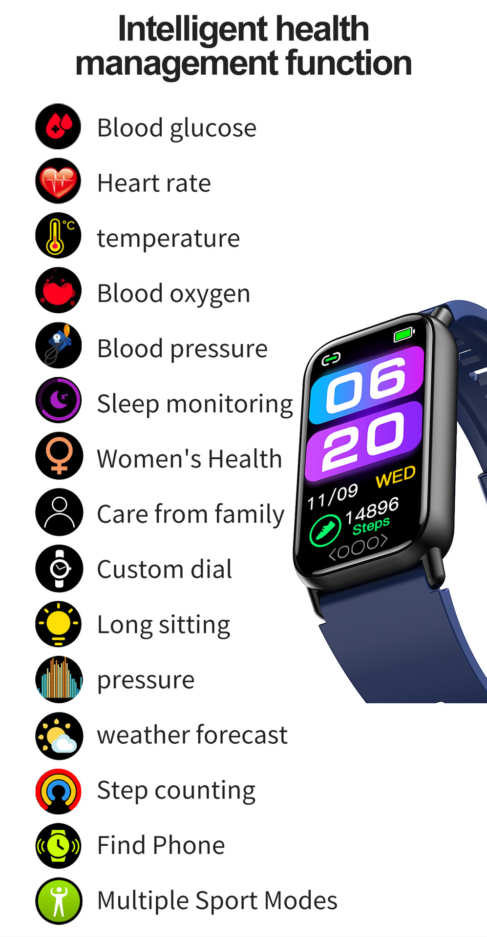 TK72 Smart Watch 1.47 inch heart rate blood pressure blood_voghion.com