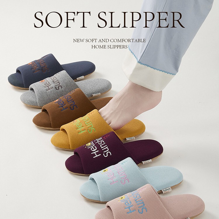 Cross-Border Foreign Trade Women's Slippers Embroidered Slippers Silent Home Open Slippers Wooden Floor Slippers