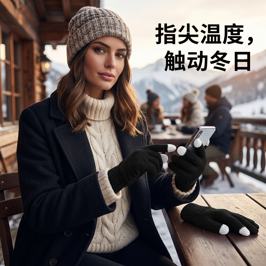 Cotton knitted travel windproof warm winter gloves