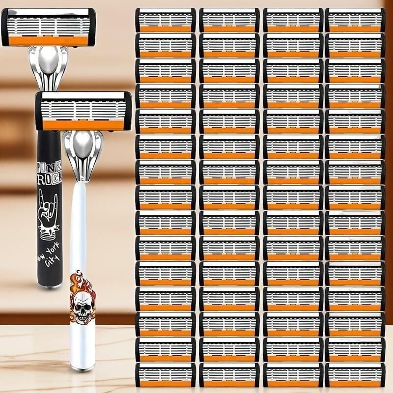 Dropshipping 6-Layer Manual Razor Set with Sharp Blades and Non-Slip Handle for Men Dropshipping 6-Layer Manual Razor Set with Sharp Blades and Non-Slip Handle for Men