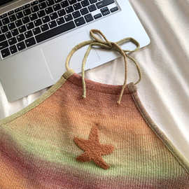 复古绑带挂脖吊带女夏季外穿短款露背无袖彩色小背心内搭辣妹上衣