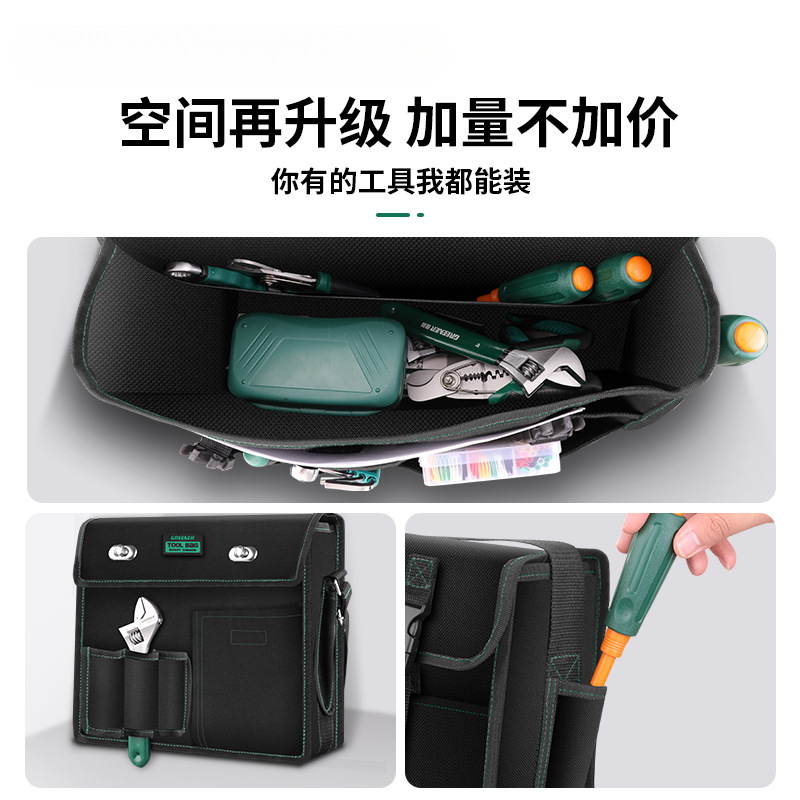 Kit de herramientas de lona verde para electricista especial fuerte y duradero bolsa de herramientas de carpintería bolsa de almacenamiento bolsa de lona gruesa y resistente al desgaste