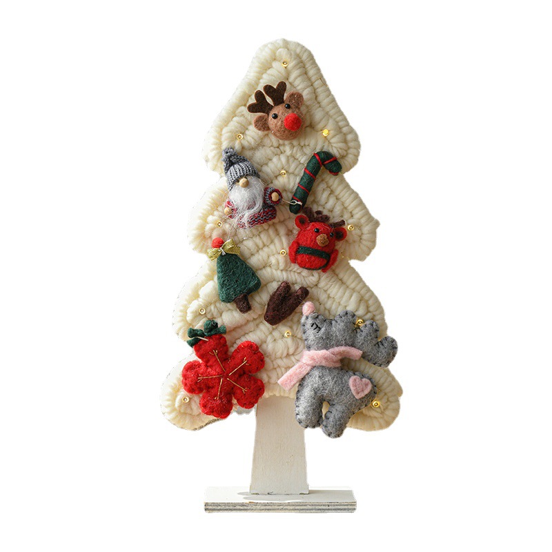 Fieltro de lana tejido a mano DIY luminoso árbol de Navidad alces Navidad decoración de la habitación de los niños adornos creativos