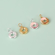 s925纯银彩色滴胶甜甜圈吊坠diy手工编绳串珠饰品材料配件批发